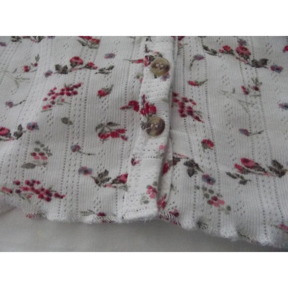 Rue21 Blouse Jr XS White rosebud floral pink ribbed v-neck knit top shirt cotton - Picture 4 of 12